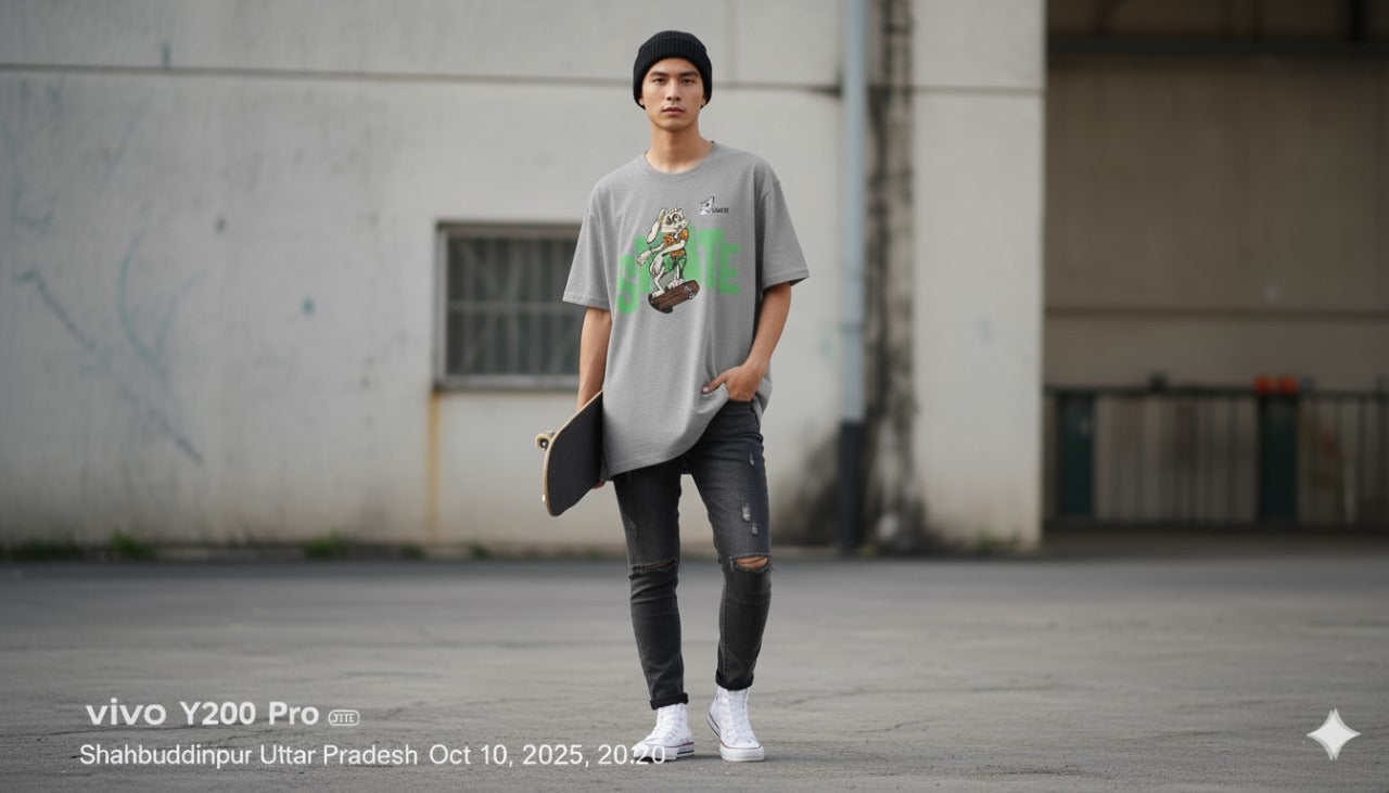 Skate Bunny" Graphic Tee Oversized T- shirt