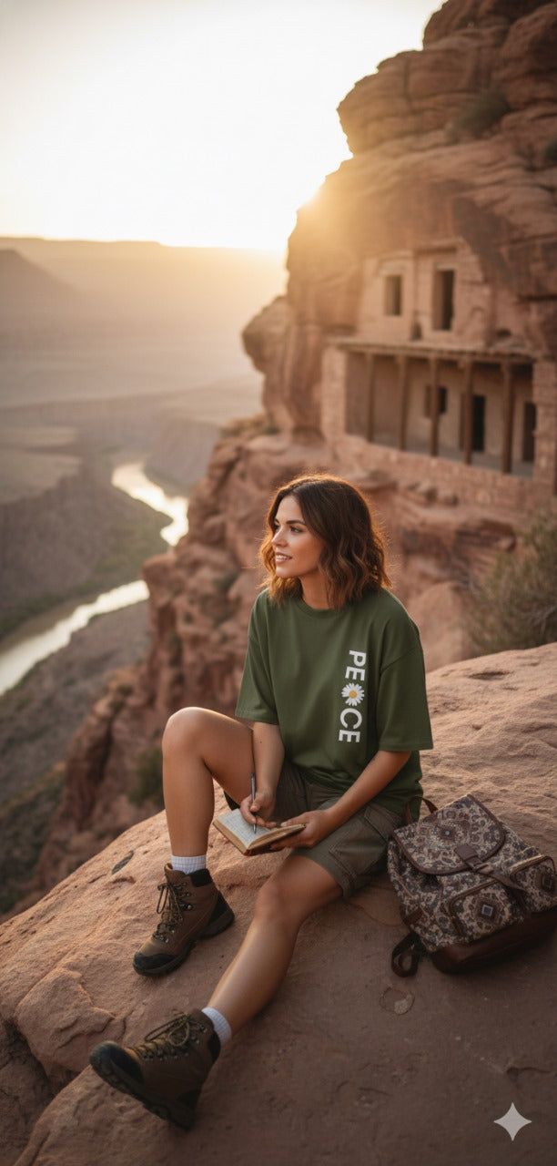 Green Floral Oversized T-Shirt for Women