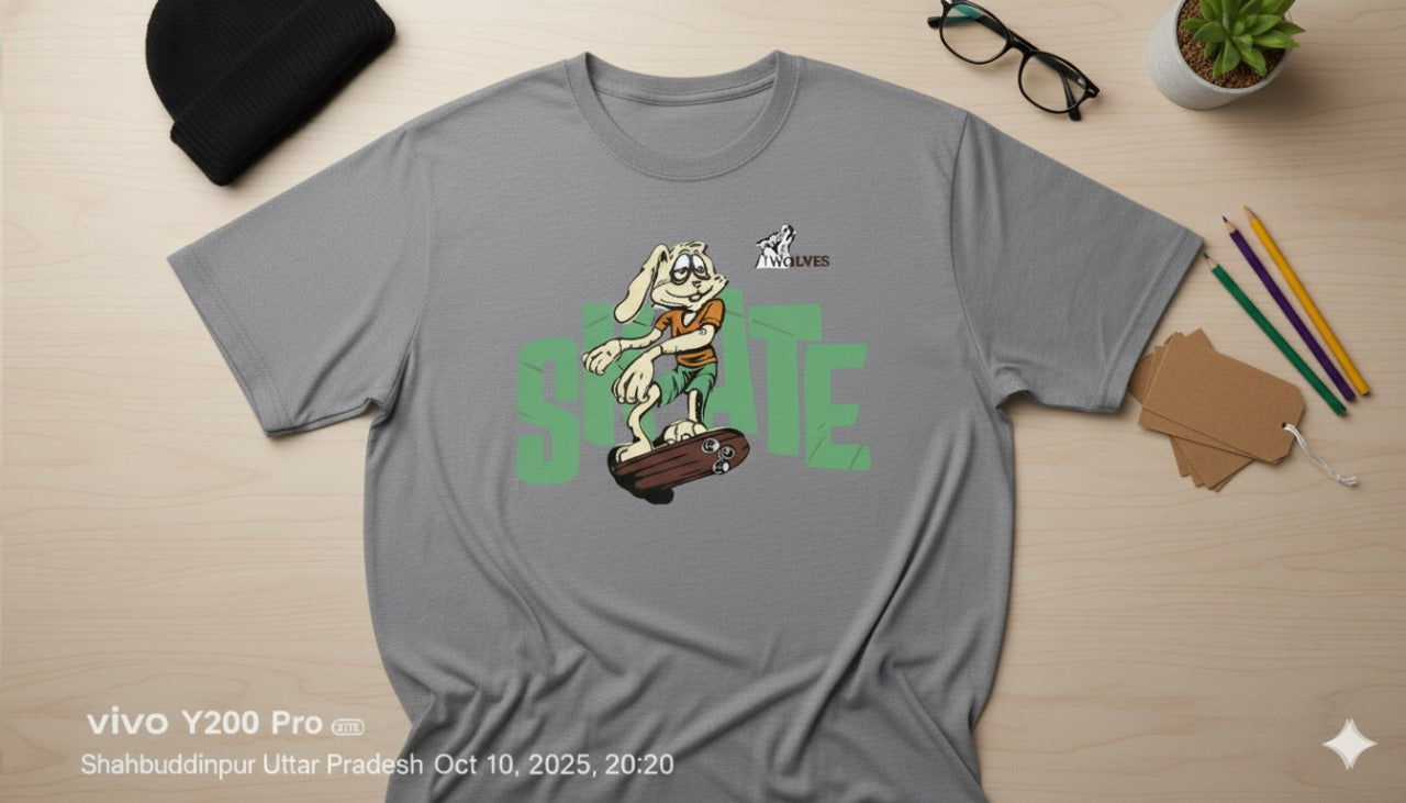 Skate Bunny" Graphic Tee Oversized T- shirt