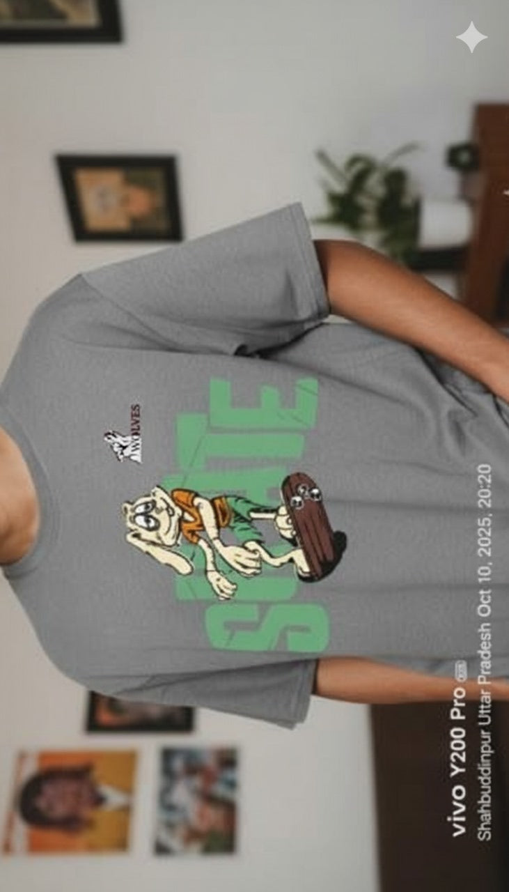 Skate Bunny" Graphic Tee Oversized T- shirt