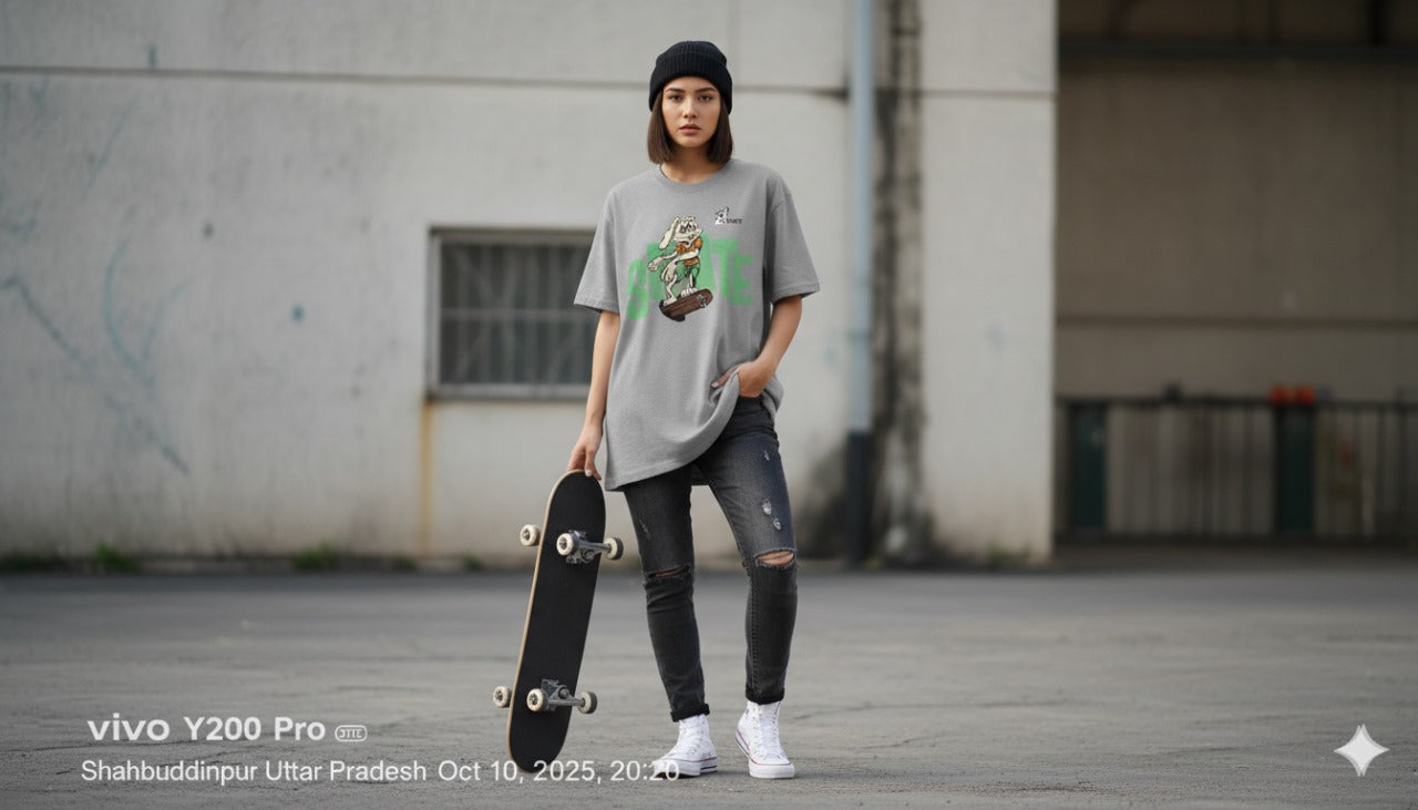 Skate Bunny" Graphic Tee Oversized T- shirt